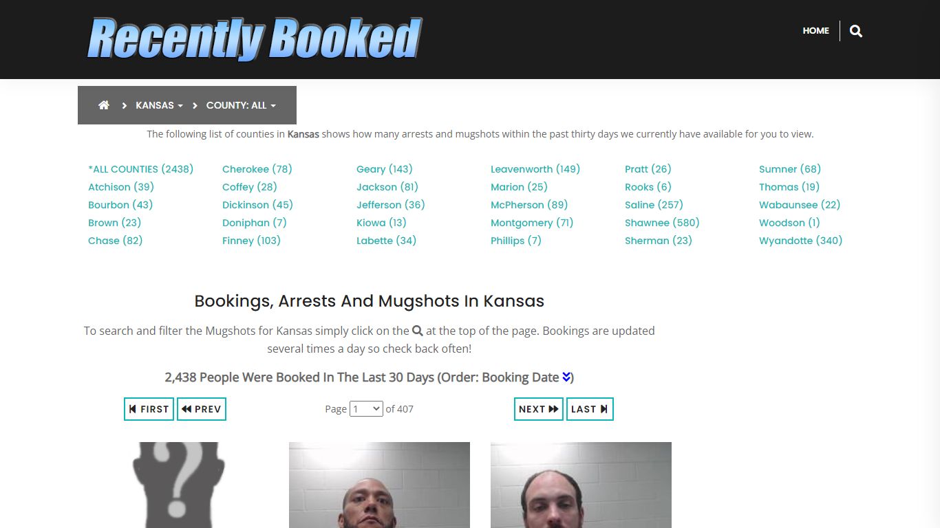 Recent bookings, Arrests, Mugshots in Kansas - Recently Booked